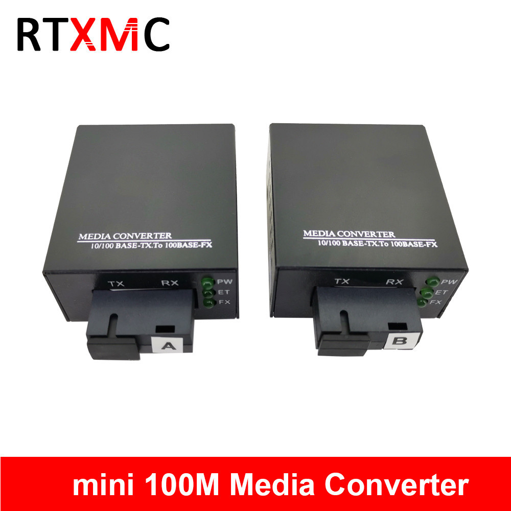 1 คู ่ Mini 1F1E Optical Fiber Media Converter Fiber Transceiver Single Fiber Converter 25km SC 10/100M Single mode Single Fiber
