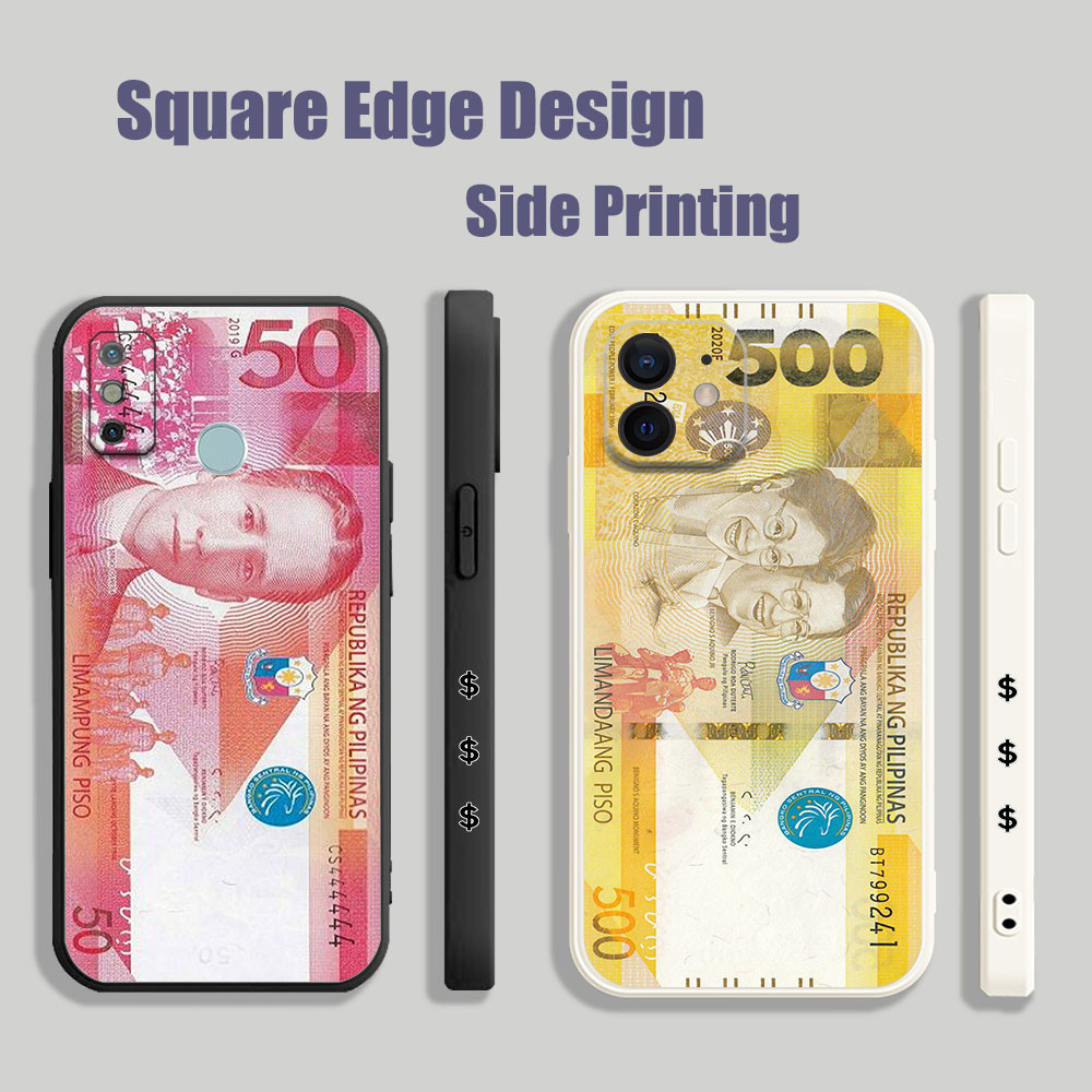 เคสสําหรับRealme C2 C3 8 8i 7i C35 C30 Proเงินpeso 500Piso IAS09 เคสโทรศัพท์ขอบสี่เหลี่ยม
