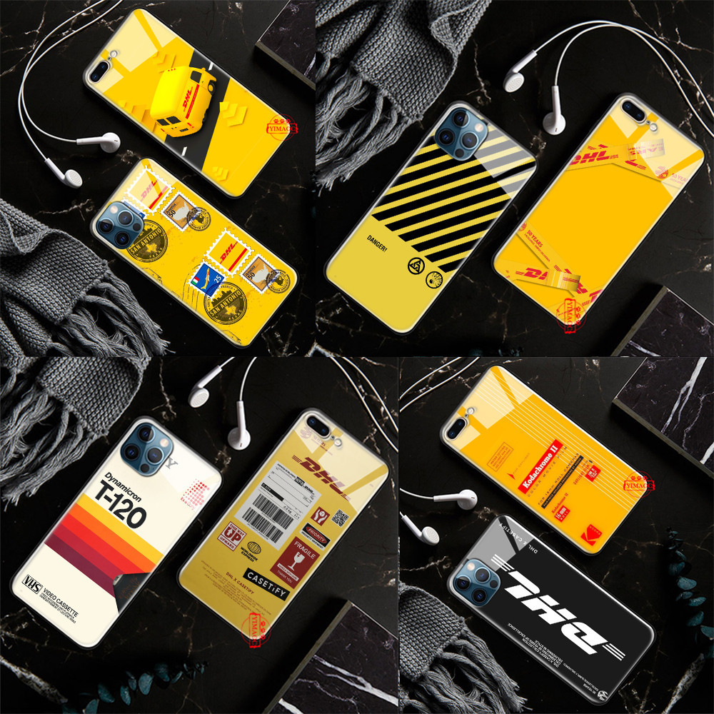 เคสโทรศัพท์มือถือกระจกนิรภัย ลาย DHL Express สําหรับ iPhone 14 15 Pro Max L120