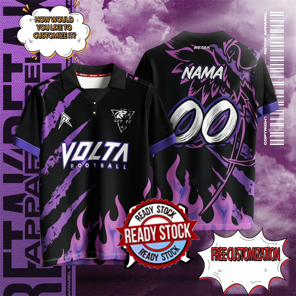ชื่อและหมายเลขปรับแต่งฟรีเสื้อฟุตบอลห้าด้าน Full SUBLIMATION Jersey Tictok Jersey Baju Tshirt Lelaki Thailand Viral Custom Jersey Ootd Collar