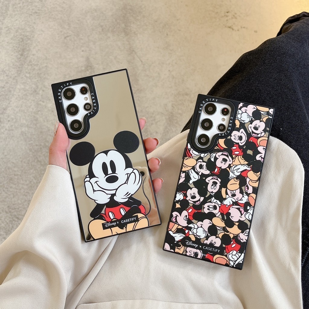 เคสโทรศัพท์มือถือแบบแข็ง ลายมิกกี้เมาส์ พร้อมกระจก สําหรับ Samsung Galaxys S24 Ultra S24 Plus S23 S22 Plus Ultra +