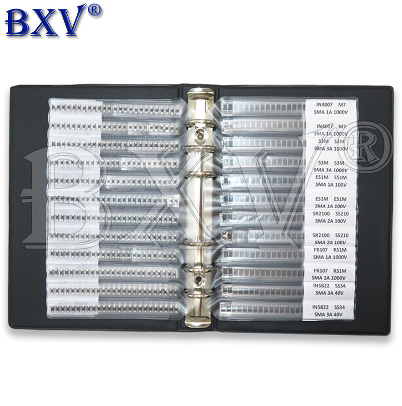 33 ค่า 825PCS 1650PCS SMA Rectifier Diode ตัวอย่างหนังสือ SF18 1N5824 1N4007 SS220 RS1G SS24 RS1M ES
