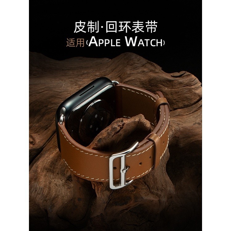 พร้อมส่ง สายนาฬิกาข้อมือหนังวัวแท้ หัวเข็มขัดคลาสสิก สําหรับ Apple Watch 8 6 Generation 49 6 iwatch