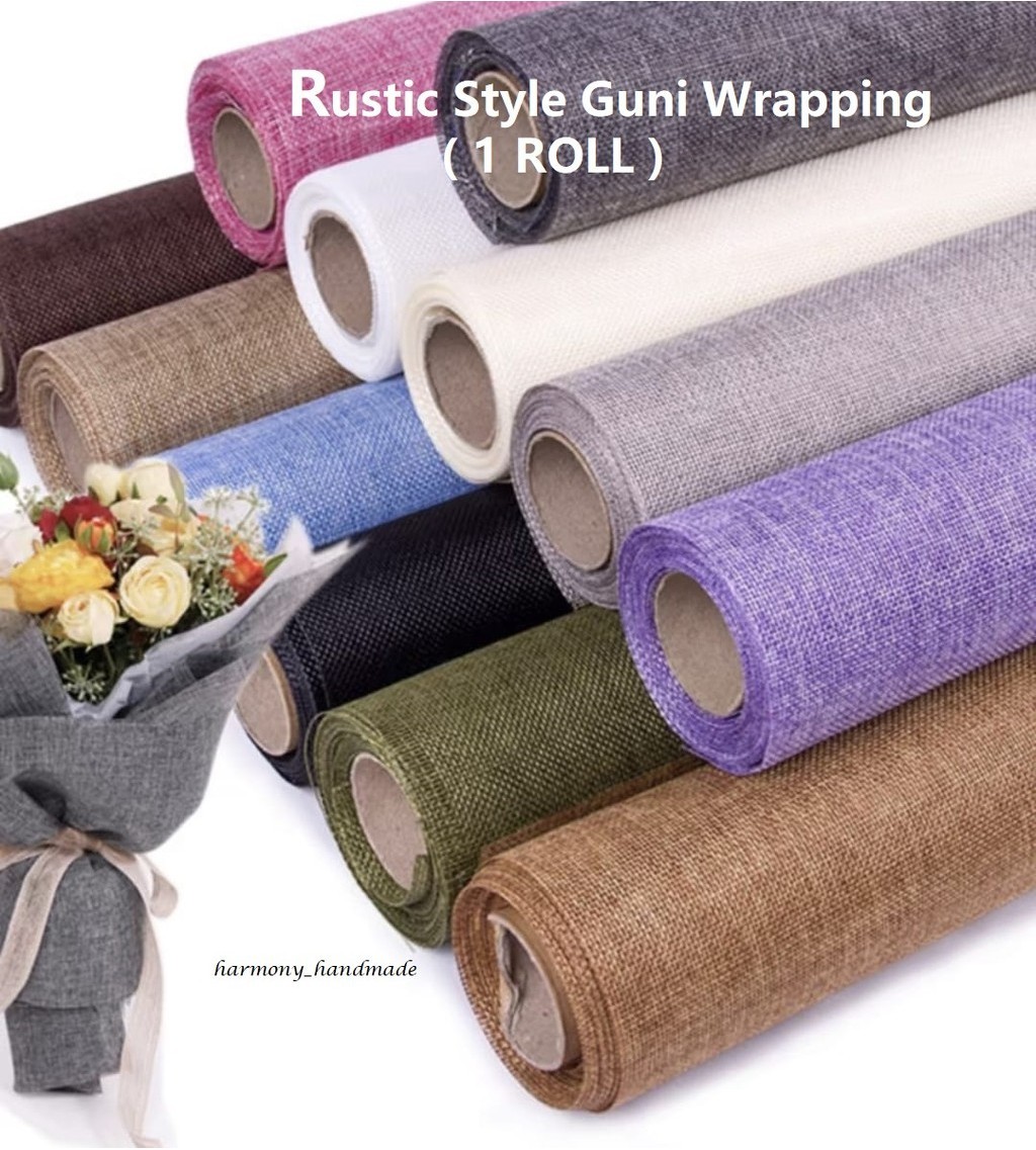 4.5 เมตร / ม้วน Guni Wrapping Bouquet Wrapper Rustic Hantaran Deco Flower Wrapper Textile Craft Kain