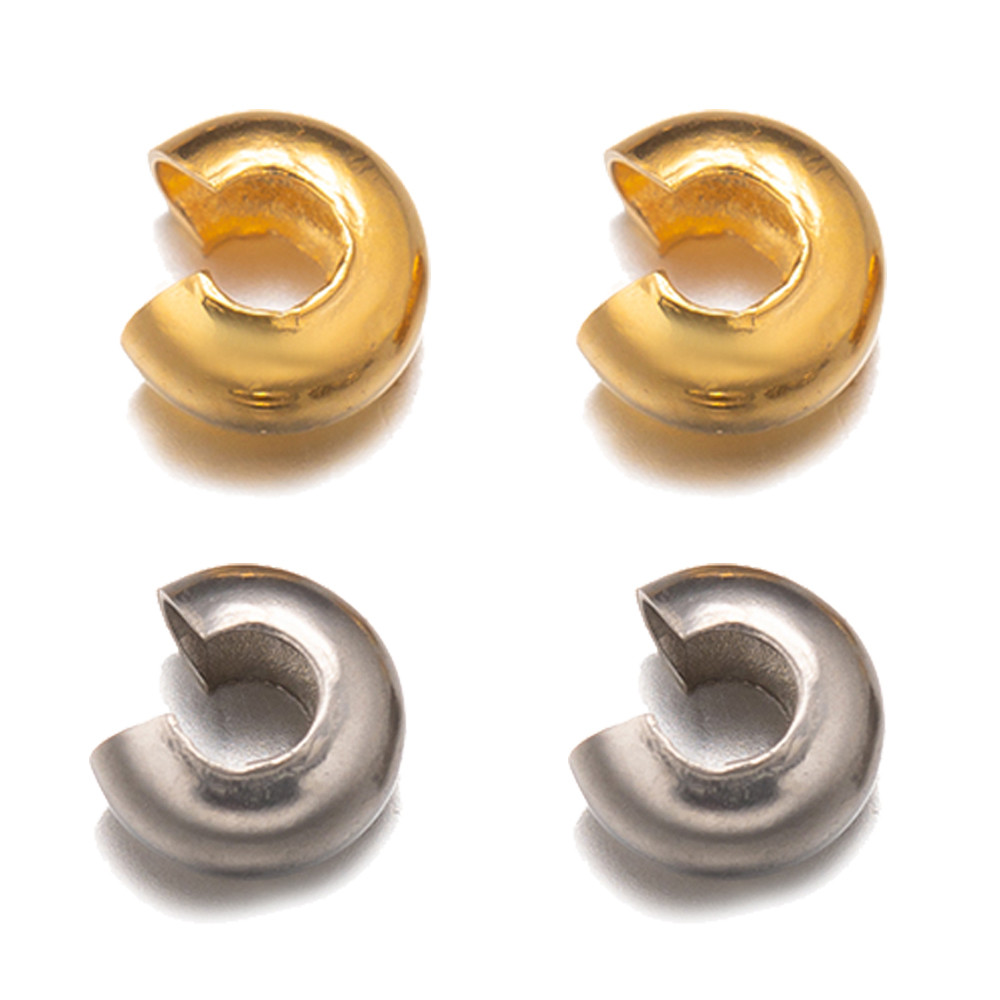 50 ชิ้นสแตนเลสเปิด Crimp End ลูกปัด Stopper Spacer ลูกปัดสําหรับ DIY เครื่องประดับทําสร้อยคอสร้อยข้อ