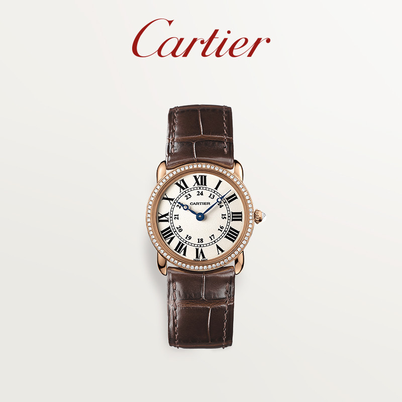 Cartier Cartier Ronde Louis Quartz Mechanical Watch นาฬิกา Rose Gold Diamond Watch