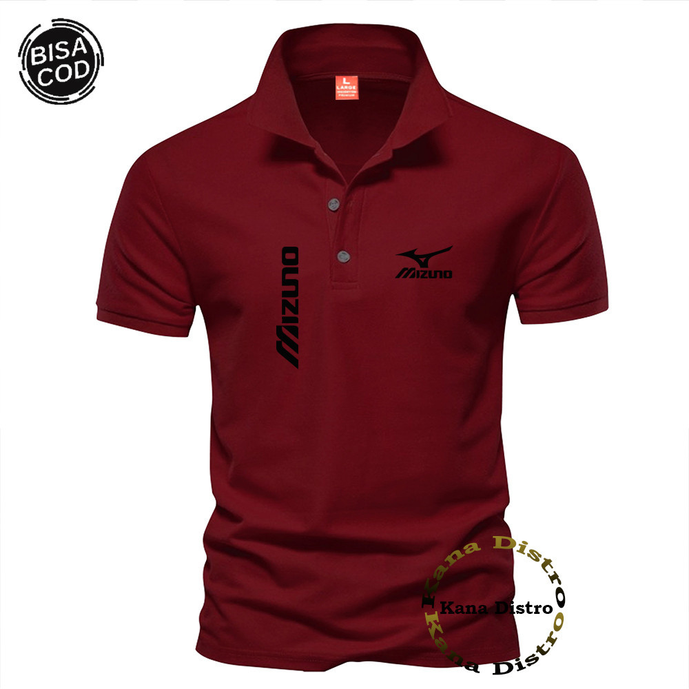 Hitam Mizuno Kirka Text เสื้อโปโลแขนสั้น หลากสี พรีเมี่ยม คุณภาพสูง สําหรับผู้ชาย 01