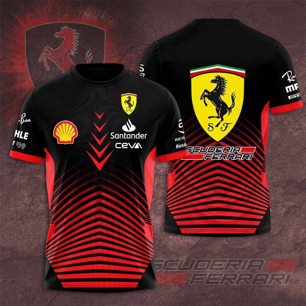 F1 เสื้อยืด คอกลม พิมพ์ลาย Ferrari fan พลัสไซซ์ แนวสตรีท แฟชั่นสําหรับผู้ชาย และผู้หญิง 2024
