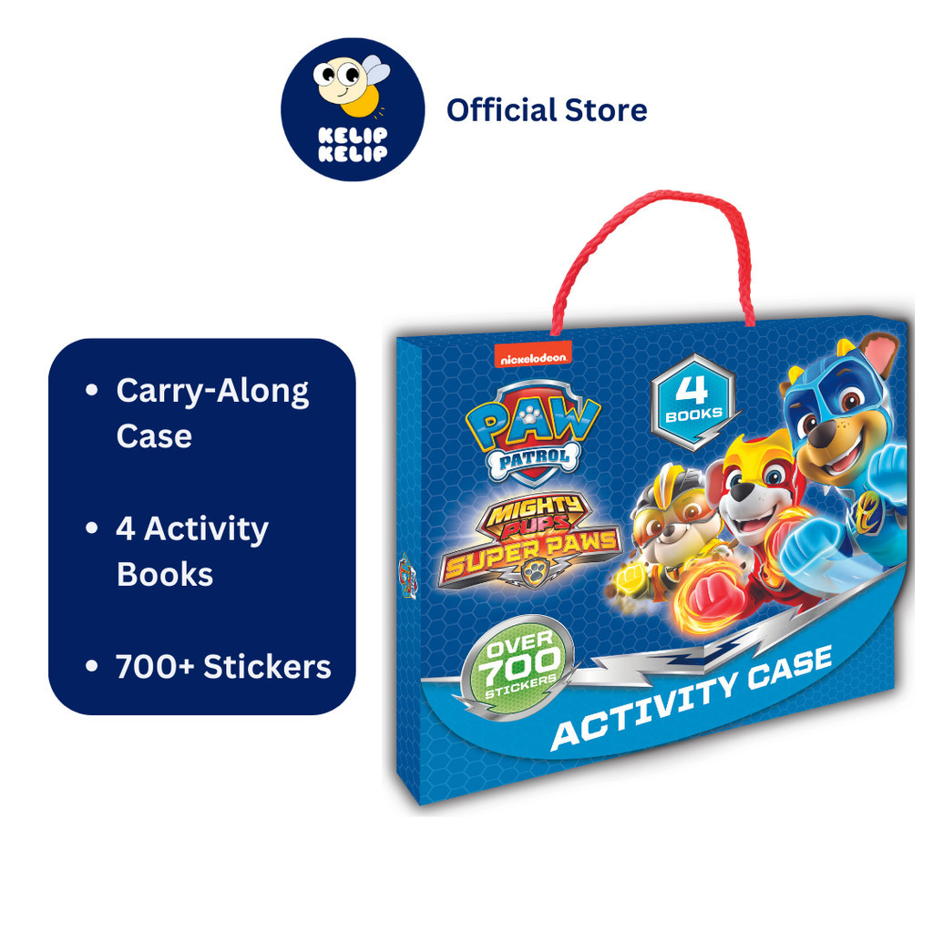 ชุดเคสกิจกรรม Paw Patrol Mighty Pups Super Paws พร้อมหนังสือ 4 เล่มและแผ่นสติ๊กเกอร์ 4 แผ่นสําหรับเด