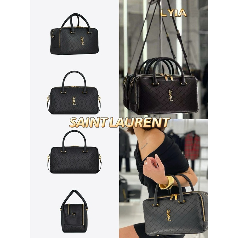 ของแท้ 100% [ใหม่] YSL / SAINT LAURENT LIYA วัสดุหนังแกะกระเป๋าถือกระเป๋าสะพายข้างเดียว