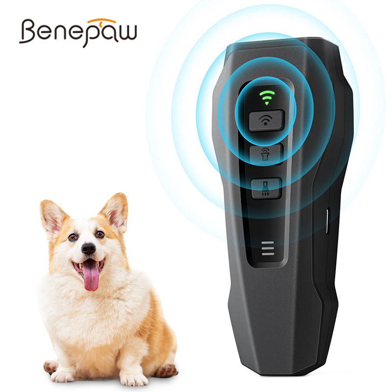 Benepaw เครื่องไล่สุนัขอัลตราโซนิก มีไฟ LED ควบคุมการเห่าได้ถึง 10 ม. 32.8 ฟุต