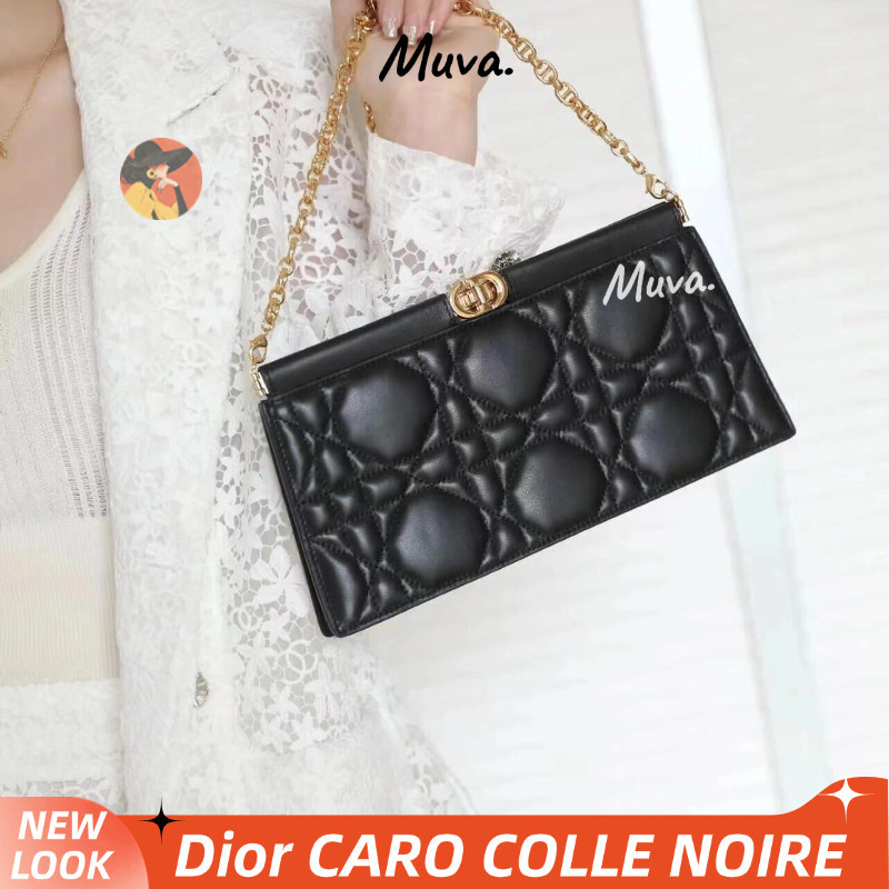 【2023】ดิออร์Dior CARO COLLE NOIRE Women/Shoulder Bag กระเป๋าโซ่/กระเป๋าครัช/กระเป๋าดิออร์/หรู/แฟชั่