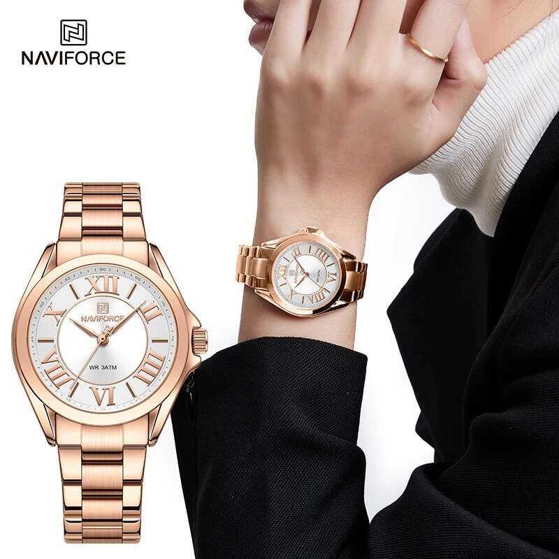 ❤️ Naviforce นาฬิกาผู้หญิงหรูหราแฟชั่นลำลองนาฬิกาข้อม