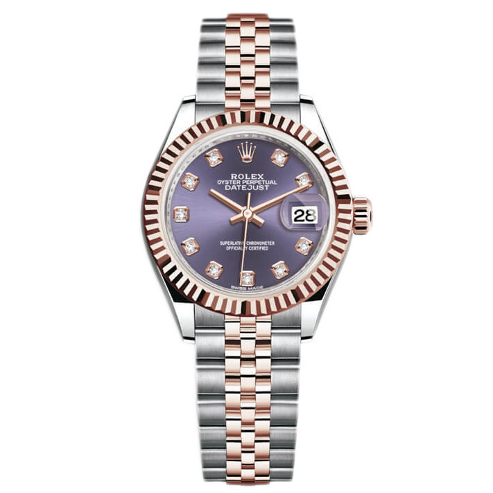 Rolex Rolex เสื้อผ้าผู้หญิง Log Type นาฬิกากลไกอัตโนมัติสุภาพสตรี279171จานม่วง