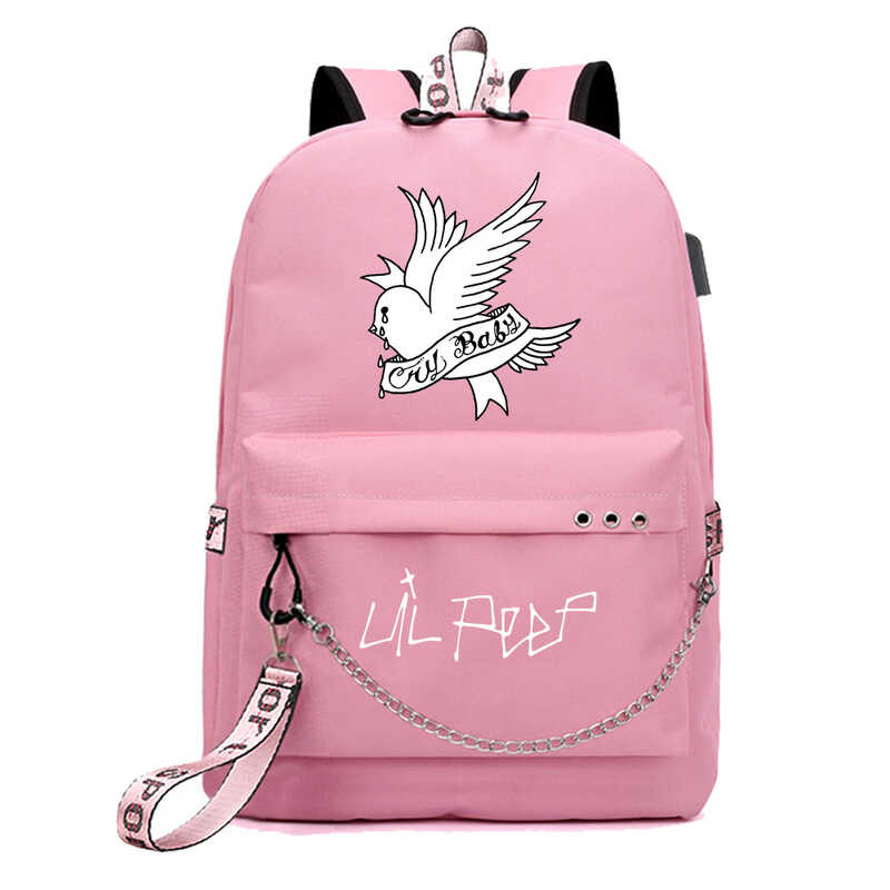 ❥ Lil Peep กระเป๋าเป้สะพายหลังนักเรียนแฟชั่นแฟนๆกระเ