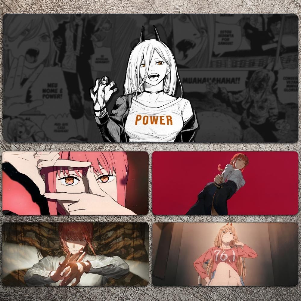 แผ่นรองเมาส์ แบบหนา ขนาดใหญ่ ลายการ์ตูนอนิเมะ Chainsaw Man สําหรับคอมพิวเตอร์ตั้งโต๊ะ