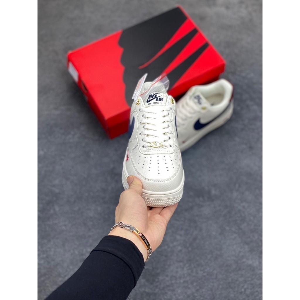 ♞NK Air Force 1 '07 Low "Off White Dark Blue" กีฬาลำลอง BS9055-740 36-45 รองเท้า new
