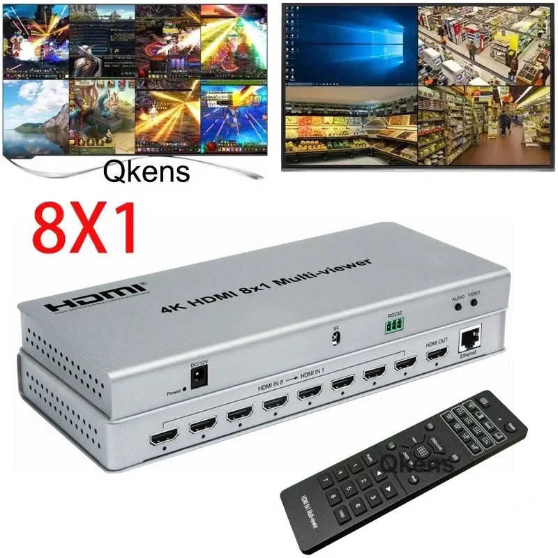 4K 8x1 HDMI Multi-viewer Multi Channel Video Multixer Seamless Switch Multi Viewer 8 in 1 Out 2x1 4x
