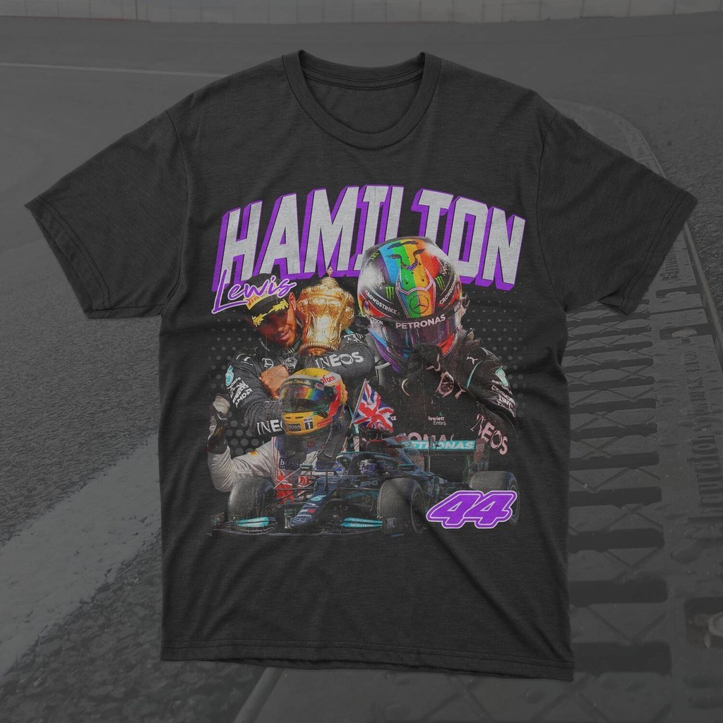 เสื้อแข่งกราฟิก Lewis Hamilton Formula 1, เสื้อยืด Vintage F1 Lewis Hamilton, LH44 Tee
