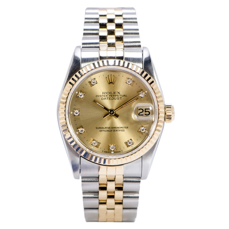 Rolex Rolex Ladies Watch Log Type 68273 ด้านหลังเพชรเครื่องจักรอัตโนมัติ 31MM