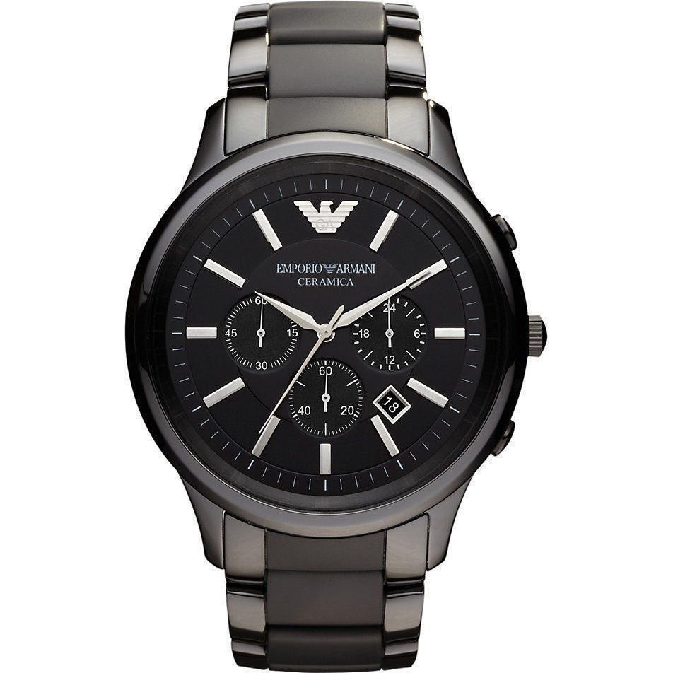 ♞,♘พร้อมสต็อก ！Emporio Armani Ceramica Chronograph Black Dial Black นาฬิกาข้อมือผู้ชาย รุ่น AR1452