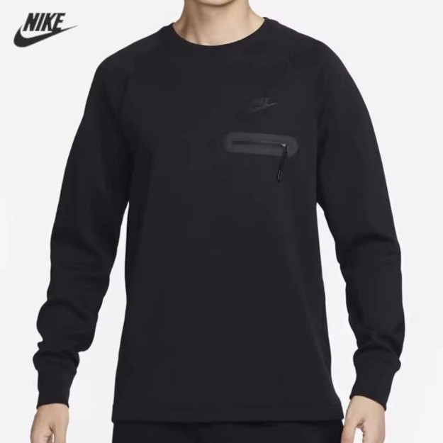 【พร้อมส่ง】ของแท้ 100% NIKE TECH FLEECE เสื้อยืดลําลอง แขนยาว คอกลม มีกระเป๋าซิป สําหรับผู้ชาย FD9881