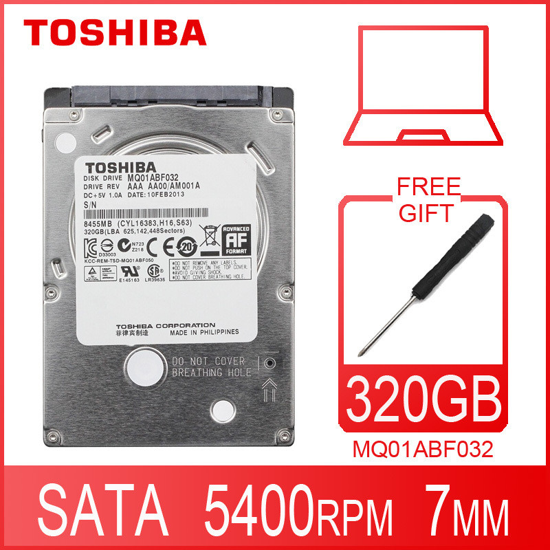 TOSHIBA MQ01ABF032 320GB แล็ปท็อปโน้ตบุ๊คฮาร์ดดิสก์ไดรฟ์ภายใน HDD HD 2.5 "5400RPM 8M SATA