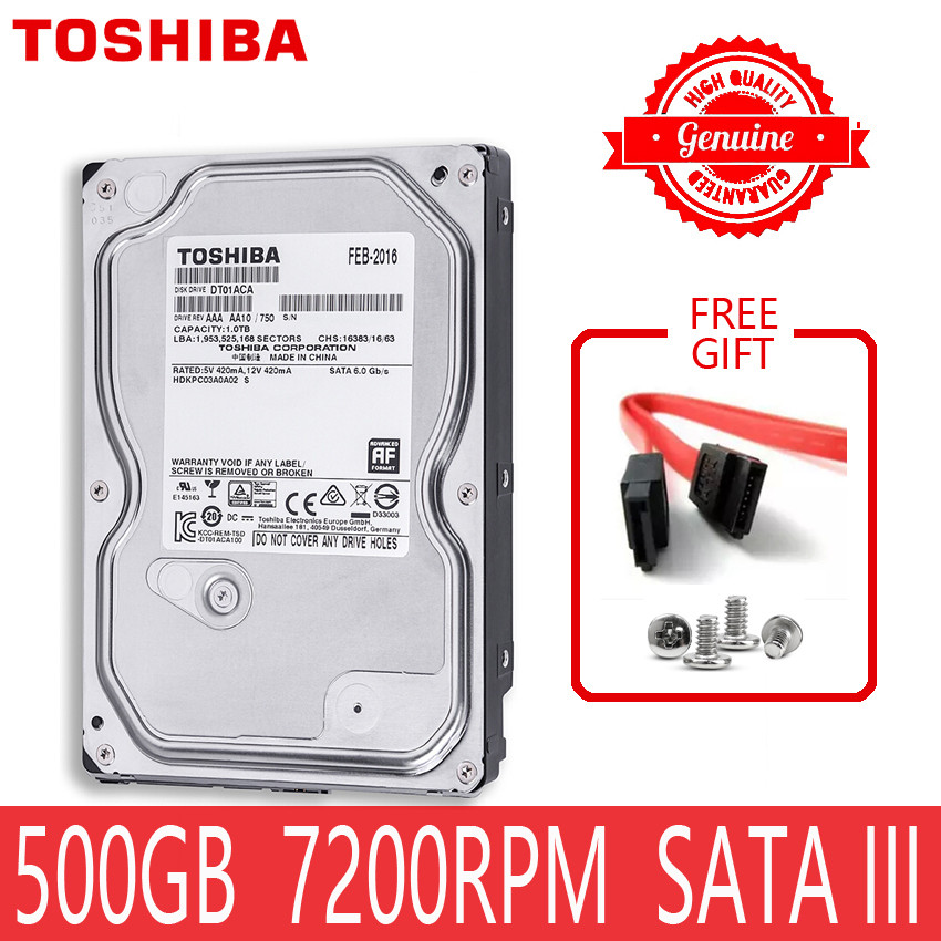 TOSHIBA 500GB ฮาร์ดดิสก์ภายใน Harddisk HDD HD 500 GB 500G SATA III 3.5 "7200 RPM 32M แคชสําหรับคอมพิ