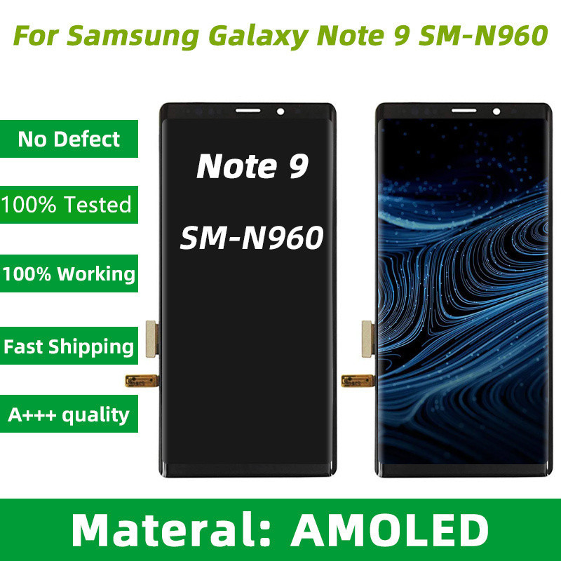 จอแอลซีดี AMOLED พร้อมกรอบสำหรับ Samsung Galaxy Note 9 N960 N960f เปลี่ยนหน้าจอสัมผัส6.4นิ้ว