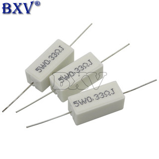 ตัวต้านทานซีเมนต์ 5W 0.1~10K โอห์ม 0.33R 1R 10R 100R 0.22 0.33 1 10 100 1K 10K โอห์ม 10 ชิ้น ต่อชุด