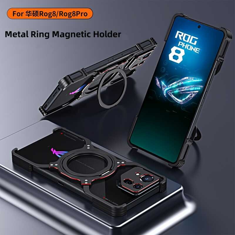 ❥ อะลูมินัมอัลลอยเคสสำหรับ ROG Phone 8 Pro เคสแม่เหล็กที
