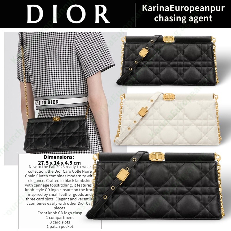 【2023】ดิออร์Dior CARO COLLE NOIRE Women/Shoulder Bag กระเป๋าโซ่/กระเป๋าครัช/กระเป๋าดิออร์/หรู/แฟชั่