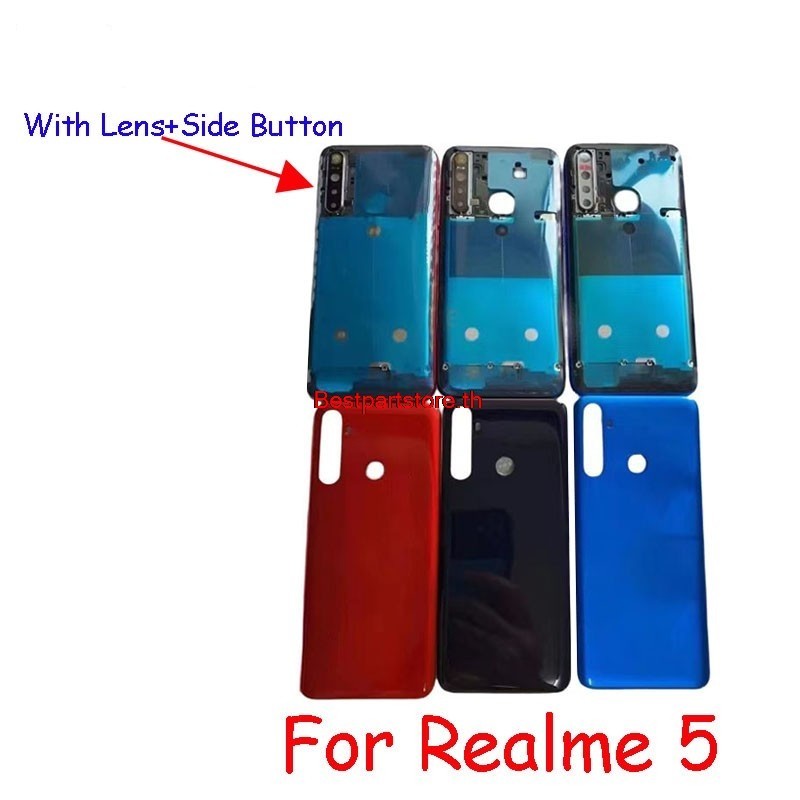 Besth- ใหม่ กรอบกลาง 6.5 นิ้ว พร้อมฝาครอบด้านหลัง และเลนส์กล้อง อะไหล่ซ่อมแซม สําหรับ Oppo Realme 5 RMX1911 RMX1919 RMX1927
