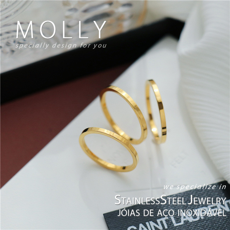 สแตนเลส Minimalist เรียวแหวนสําหรับผู้หญิง Non Tarnish Gold Plated Hypoallergenic Minimalist แฟชั่นเครื่องประดับ