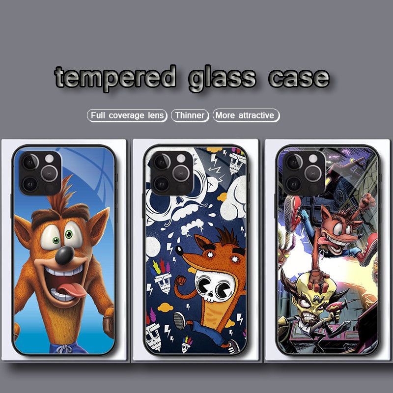 เคสโทรศัพท์มือถือกระจกนิรภัย ลายเกมคลาสิก Crash Bandicoot สําหรับ iPhone 6 6S 7 8 Plus XR 11 Pro Max 2TY