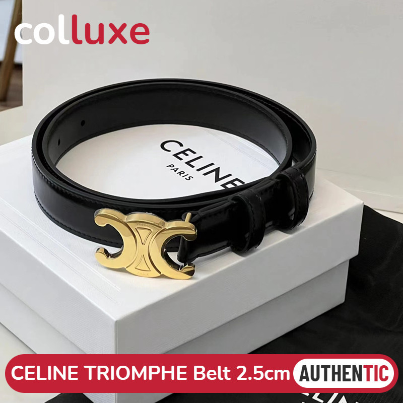 ♞,♘,♙เซลีน CELINE TRIOMPHE Belt 2.5cm women's belt เข็มขัดสตรี