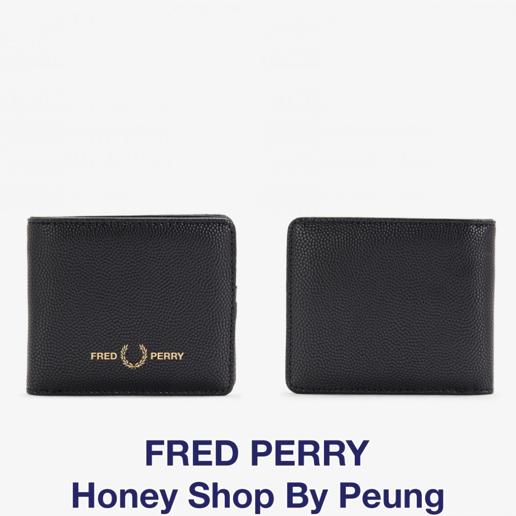 ♞,♘,♙[ของแท้ พร้อมส่งในไทย] Fred Perry Scotch Grain Billfold Wallet Col : Black (กระเป๋าสตางค์สีดำ