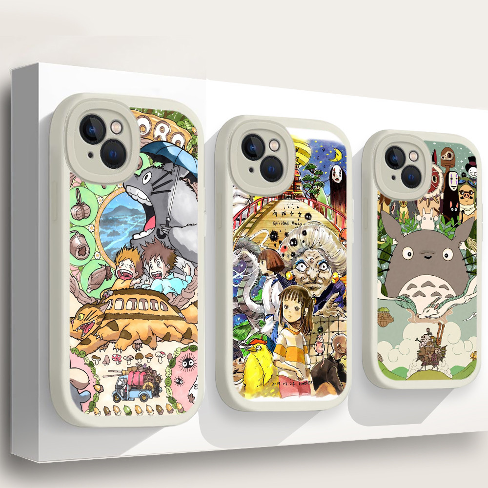เคสโทรศัพท์ซิลิโคน TPU แบบนิ่ม ลาย 66TP อนิเมะ Totoro Spirited Away Ghibli สําหรับ iPhone 14 Plus 15 Pro Max