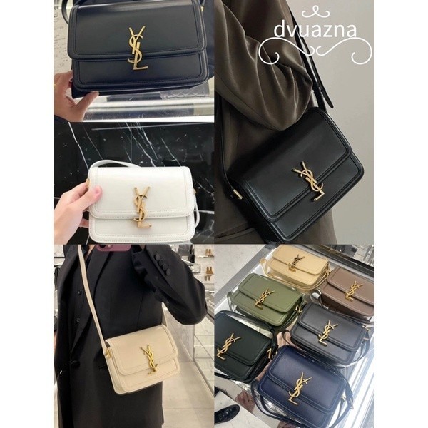 แบรนด์ใหม่ 100% ของแท้ SAINT LAURENT / YSL สุภาพสตรี SOLFERINO กระเป๋าสะพายไหล่หนังสีดำ