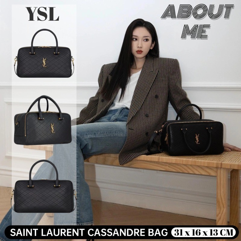 แซงต์โลร็องต์ Saint Laurent LIYA CASSANDRE กระเป๋าเดินทางซิปหนังแกะ YSL