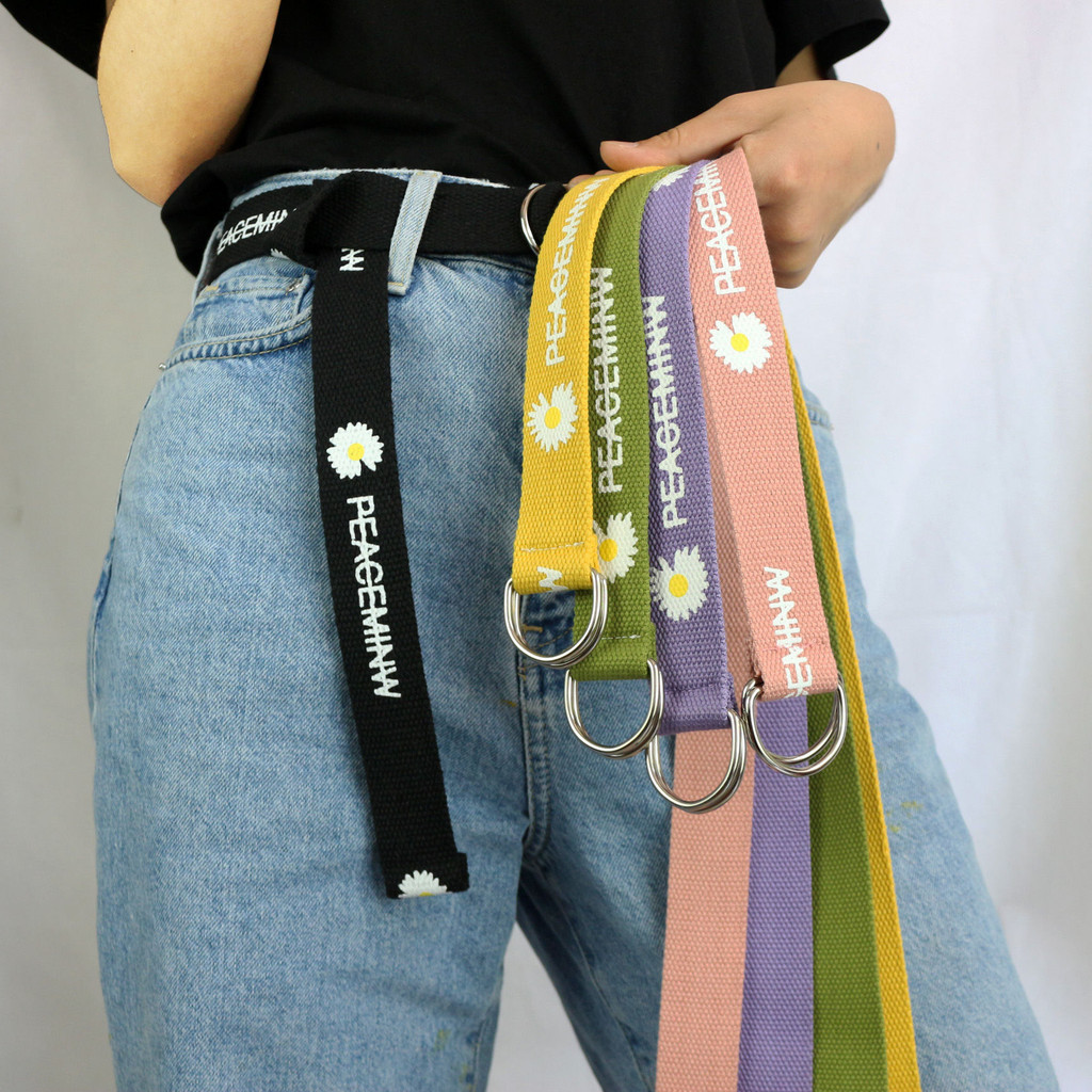 ♞New Canvas Lazy Belt, Non-porous Korean Style Decoration With Jeans Belt