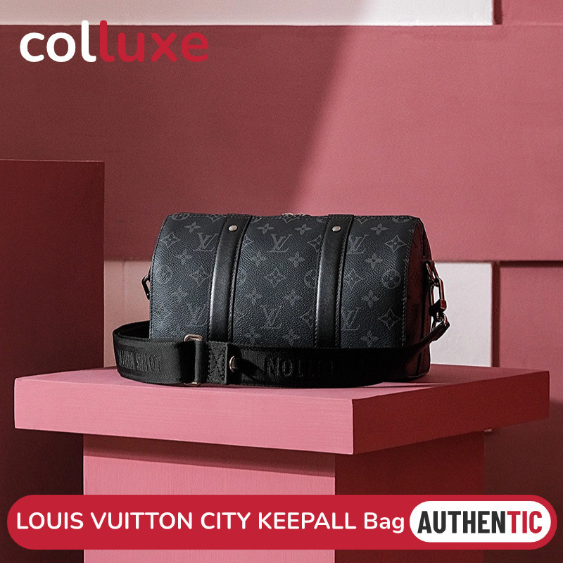 ♞หลุยส์วิตตอง Louis Vuitton LV CITY KEEPALL Crossbody Bag กระเป๋าสะพายข้างผู้ชาย Black สีดำ 27cm