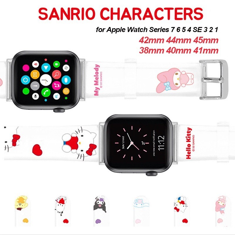 SANRIO สายนาฬิกาข้อมือเจลลี่นิ่ม แบบใส ลาย Hello Kitty My Melody สําหรับ Apple Watch Ultra 49mm Ser