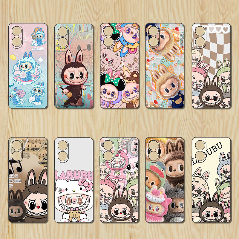 เคสโทรศัพท์สีดําแบบนุ่มสําหรับ OPPO A76 A78 A83 A91 A92 A93 HT30 การออกแบบ labubu ฝาครอบป้องกันป้องก