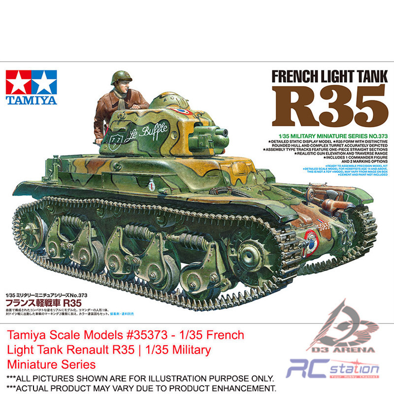 Tamiya Scale Models 35373 - 1/35 French Light Tank Renault R35 | 1/35 Military Miniature Series