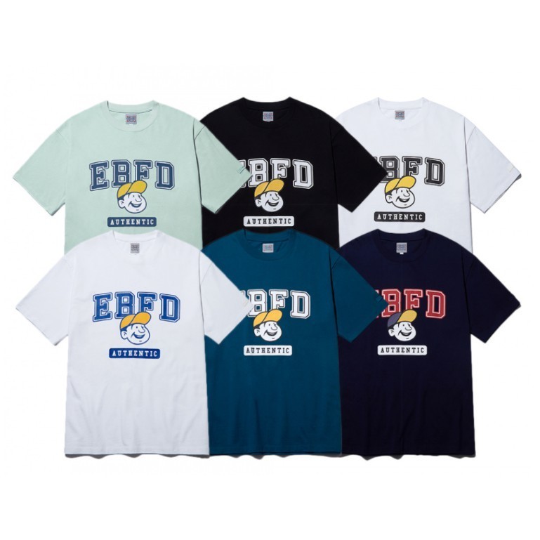 [EBBETS Field] เสื้อยืดผ้าฝ้าย 100% แขนสั้น พิมพ์ลาย EFF BETS ทรงหลวม สไตล์เกาหลี สตรีท แฟชั่น สําหร