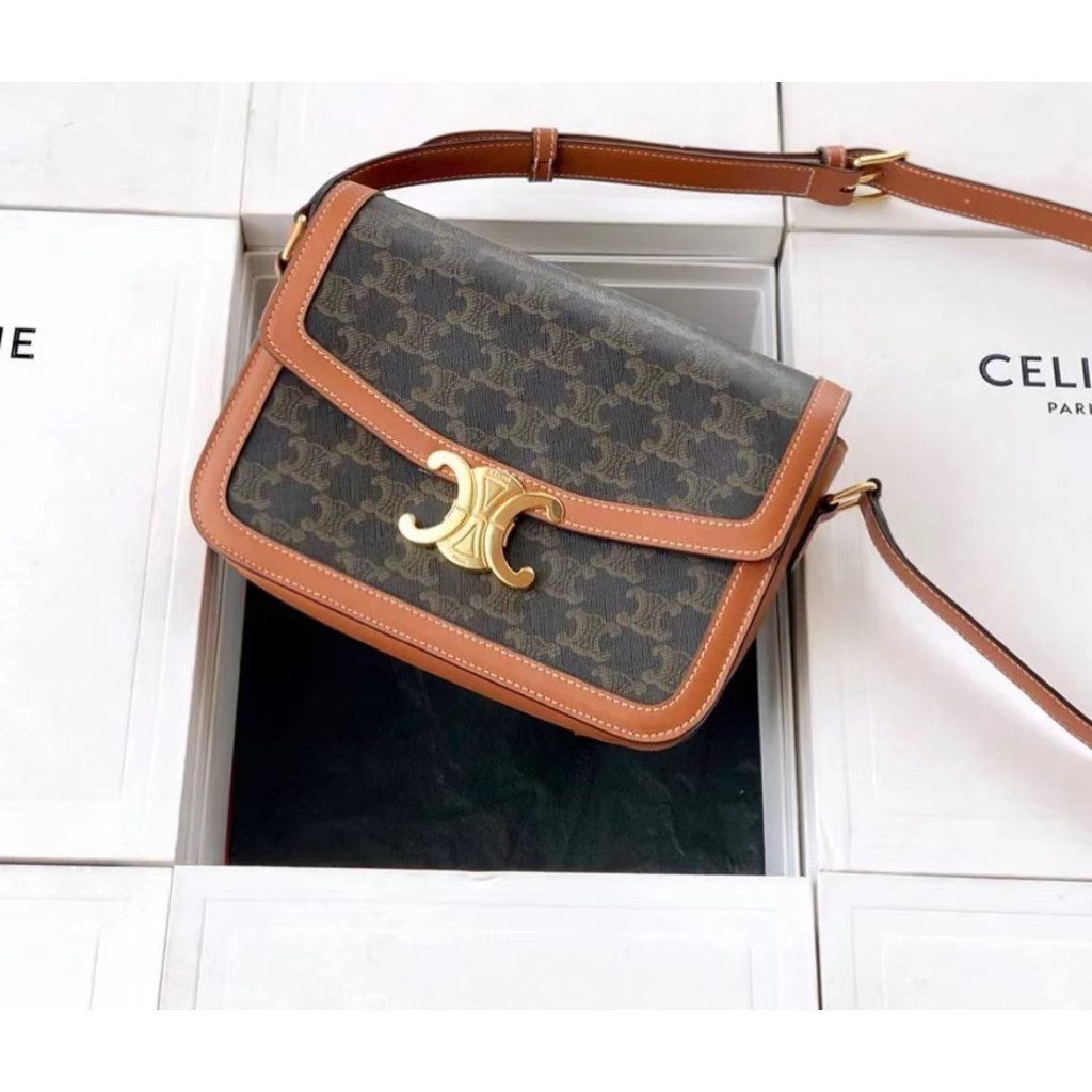 CELINE MINI CLAUDE IN TRIOMPHE CANVAS AND CALFSKIN กระเป๋า CLAUDE11