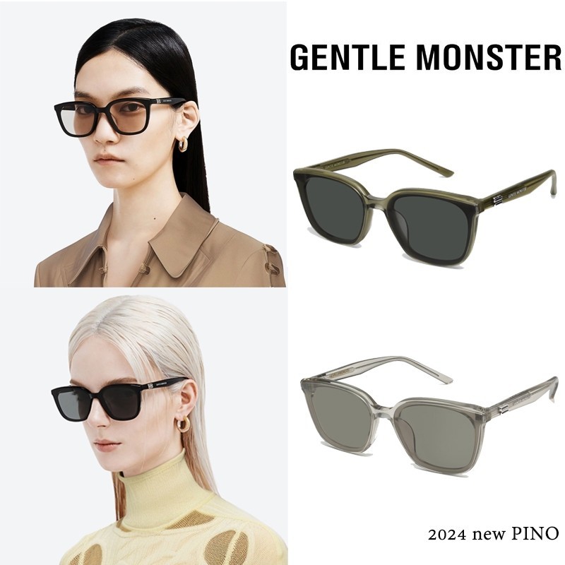♞,♘,♙2024new GENTLE MONSTER PINO แว่นกันแดดอะซิเตทแฟชั่นใหม่แว่นกันแดดสีน้ำตาลชาคลาสสิกสำหรับผู้ชาย