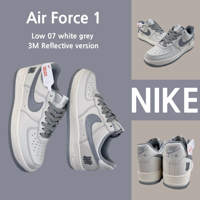 ♞,♘ Nike Air Force 1 Low 07สีขาวสีเทา3M รุ่นสะท้อนแสงรองเท้าผ้าใบรองเท้ารองเท้าวิ่ง