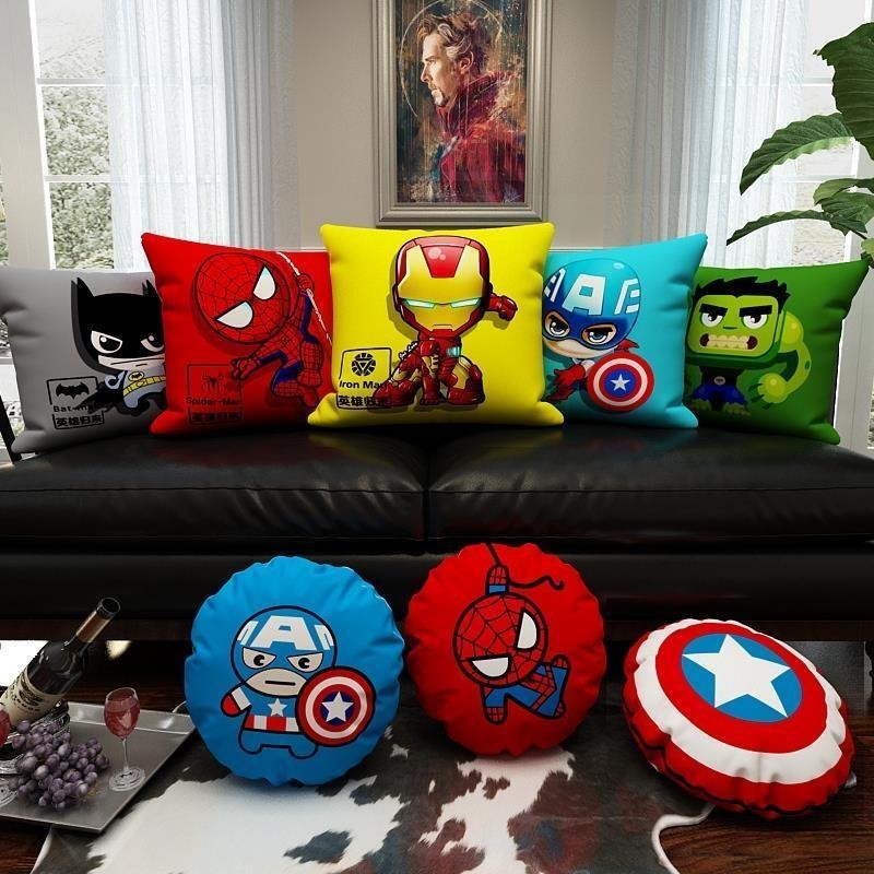 หมอนผ้าห่มรถยนต์ แบบหนา ลายมาร์เวล สไปเดอร์แมน ไอรอนแมน ใช้ได้สองแบบ เหมาะกับฤดูหนาว สําหรับเด็กผู้ชาย